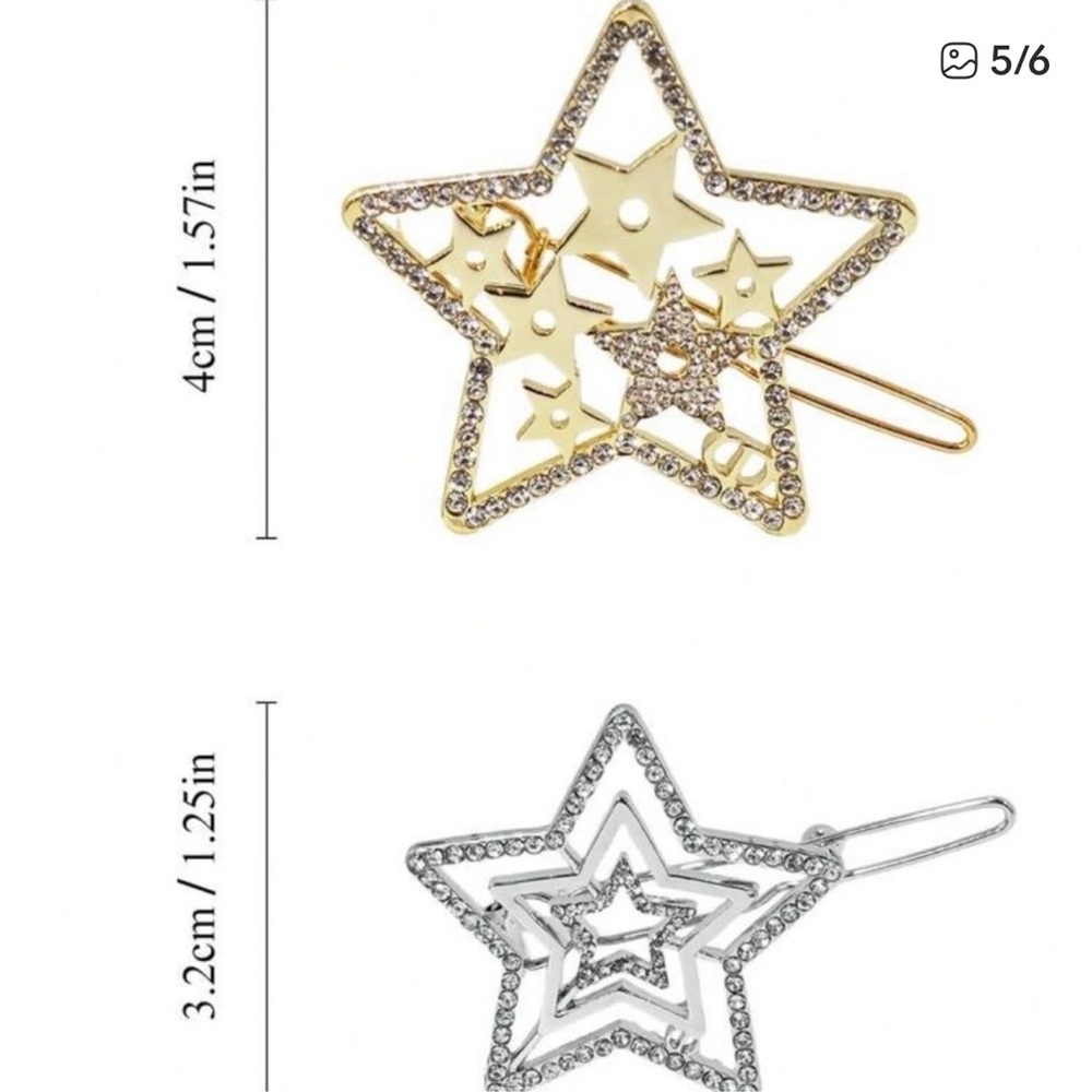 NIP Dior Crystal Star Barrettes Set - Gold & Silver - Picture 3 of 3
